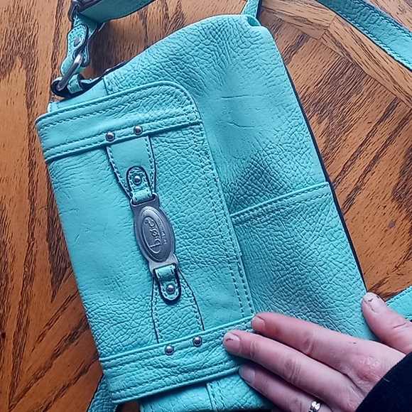 B.o.c. teal tiffany blue crossbody satchel handbag EUC Easter color - Picture 3 of 6